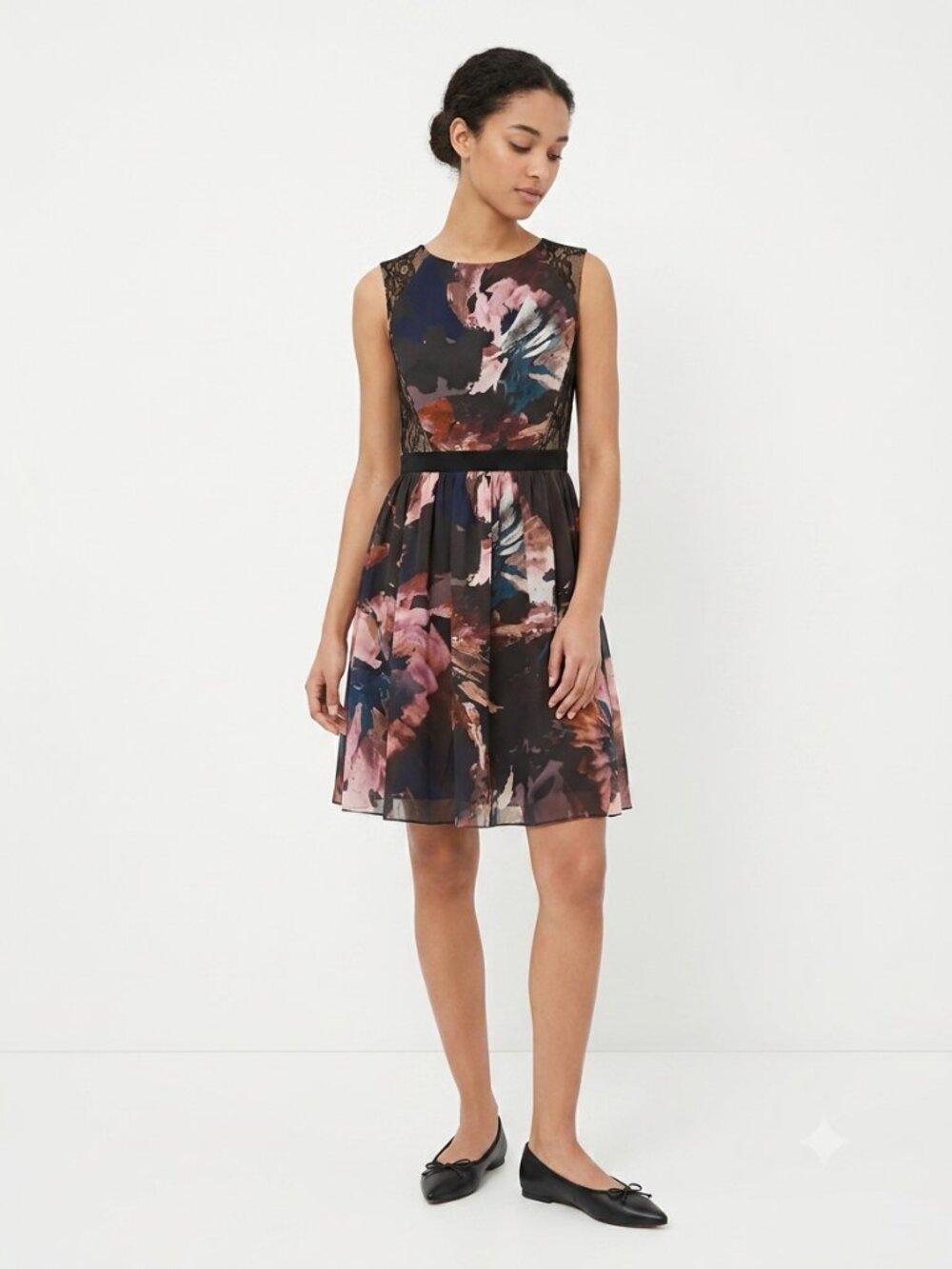 Little Mistress Dress Black Pink Floral Lace Sleeveless Whimsigoth Coquette 6